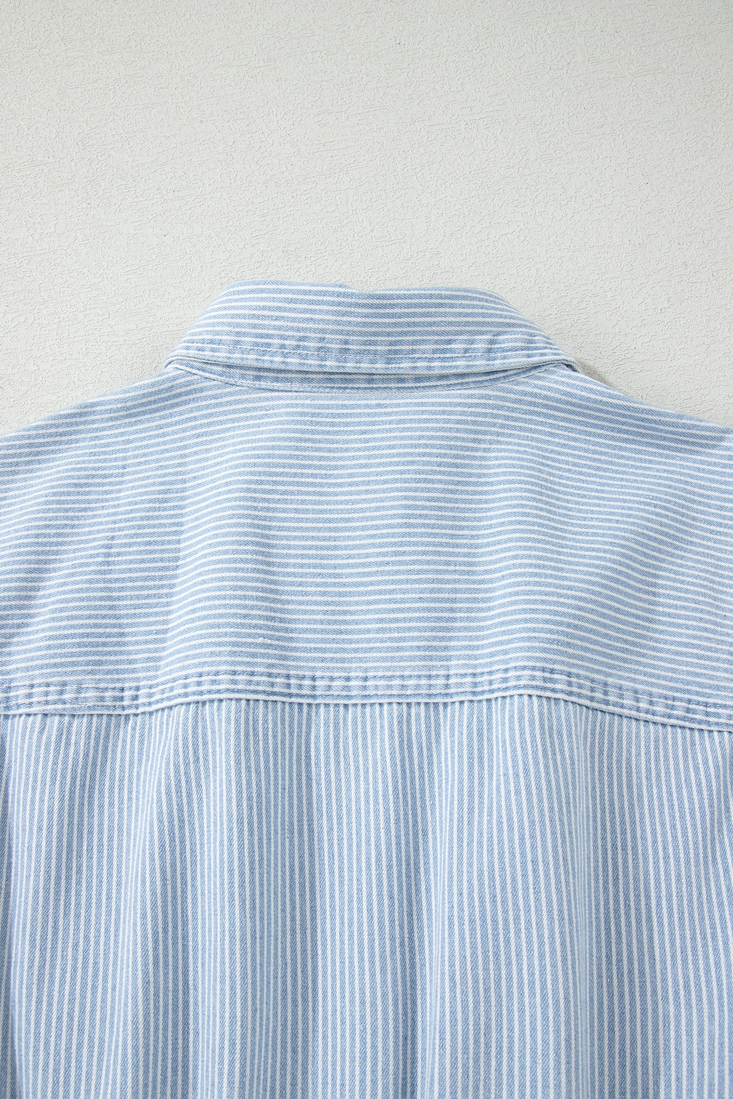 Stripe Denim Collared Button-Front Sleeveless Dress