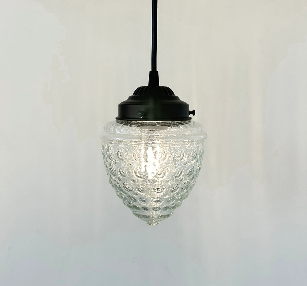 Vintage Clear Beehive Hobnail Glass Pendant