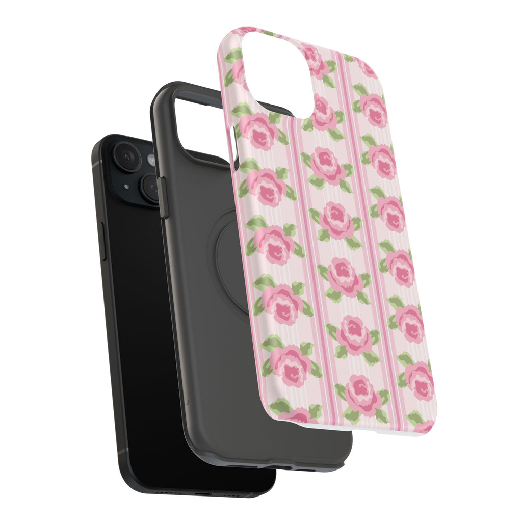 Customizable: Floral Impact-Resistant Phone Case, Pink Rose Pattern