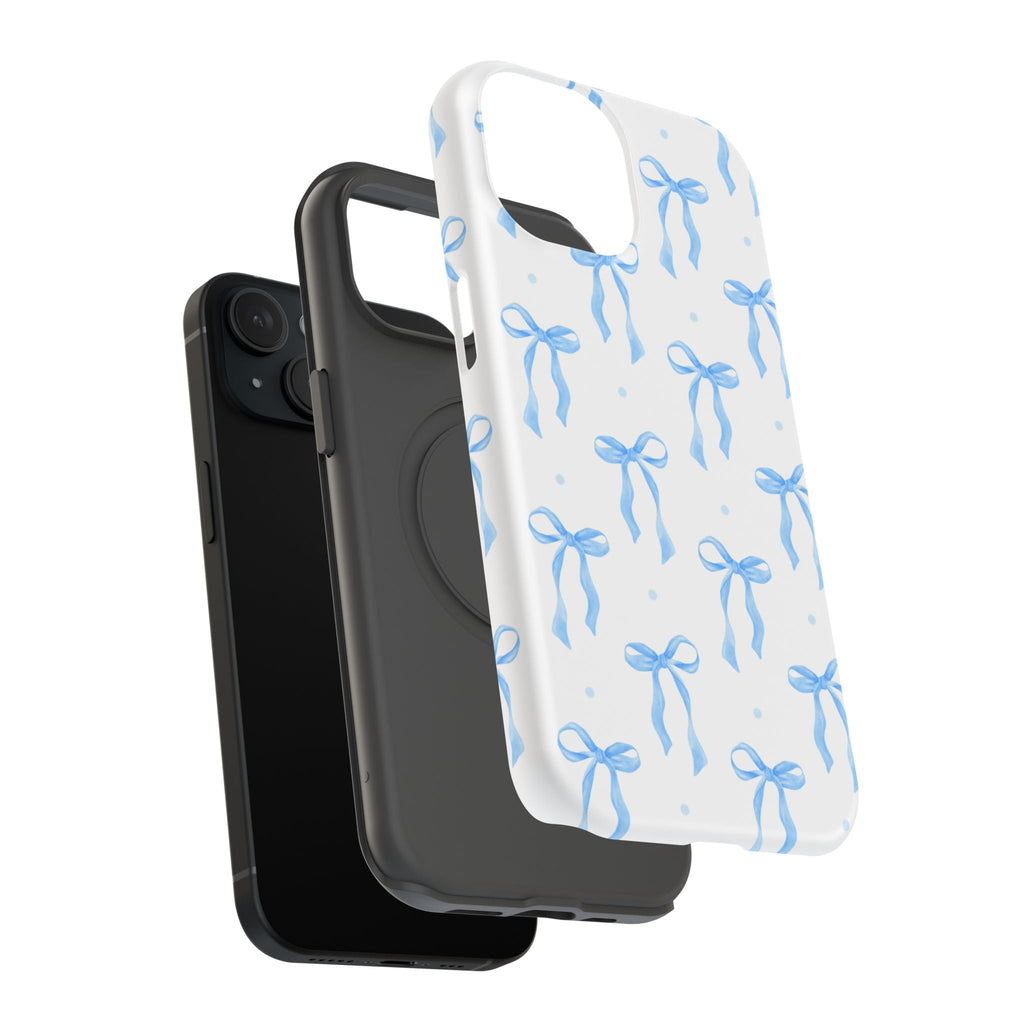 Customizable: Chic Blue Coquette Bow Impact-Resistant Phone Case