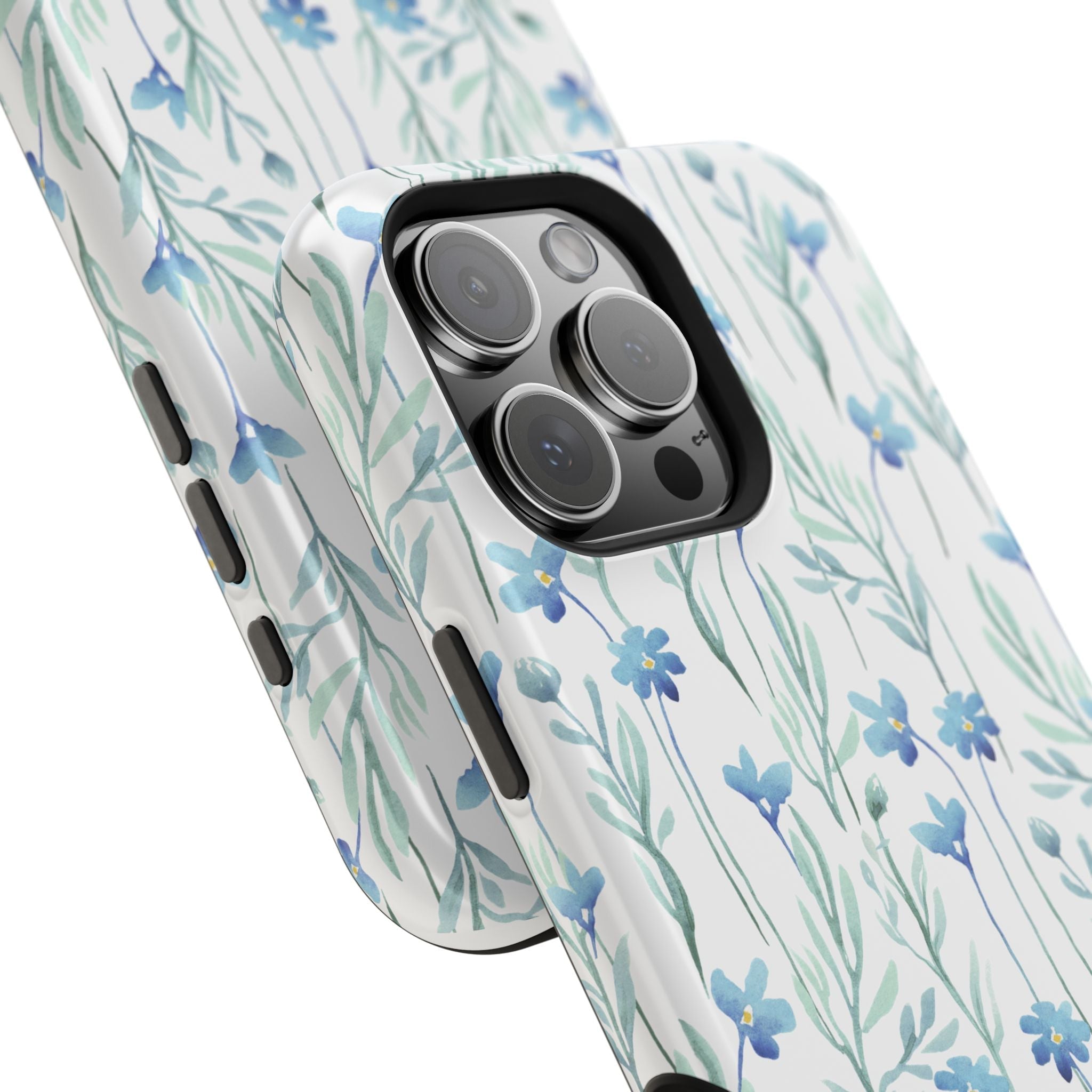 Customizable: Blue Floral Impact-Resistant Phone Case
