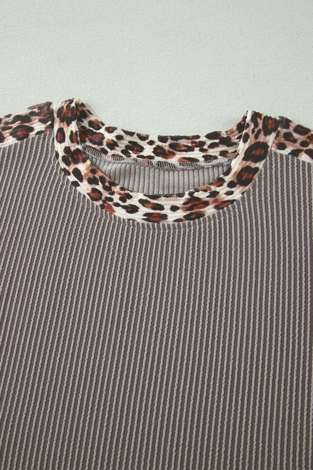 Leopard Trim Corded Top & Shorts Set