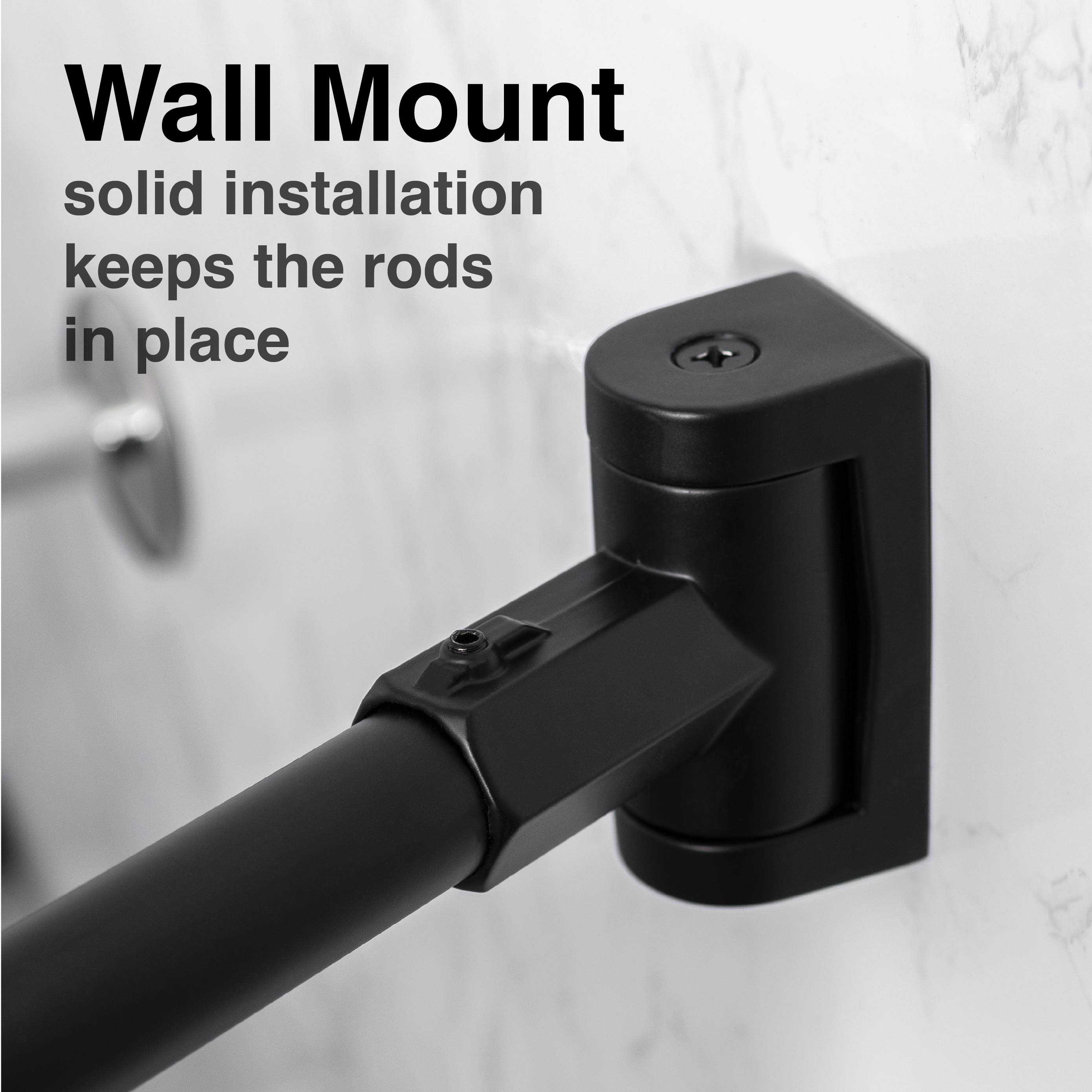 36 in. to 61 in. Curved Shower Rod (Black Finish)