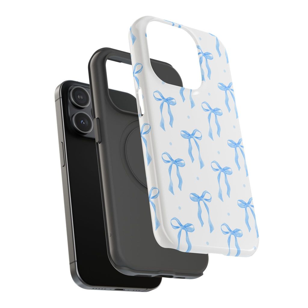 Customizable: Chic Blue Coquette Bow Impact-Resistant Phone Case