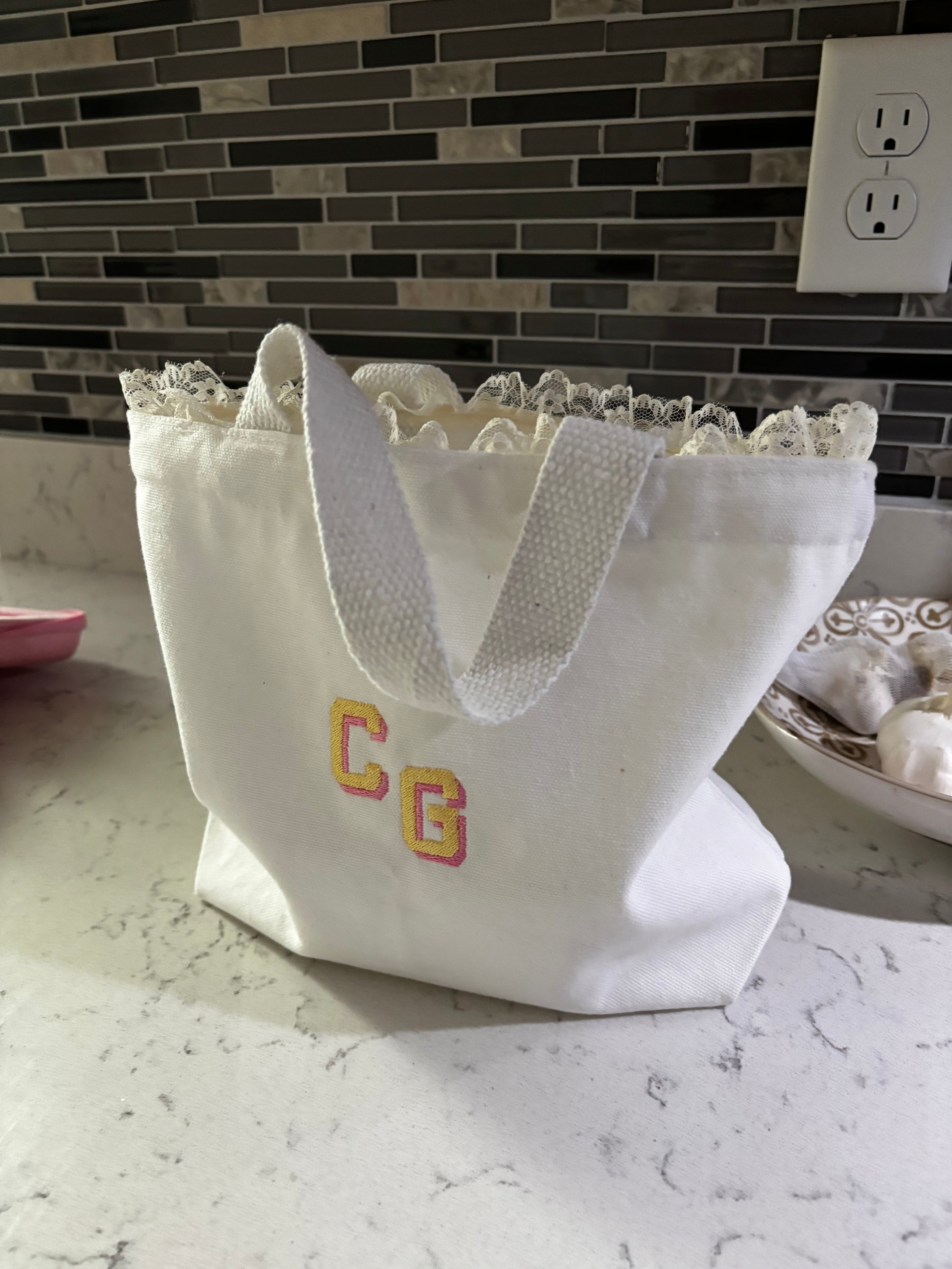 Hibiscus Mini Tote Bag - with Monogram