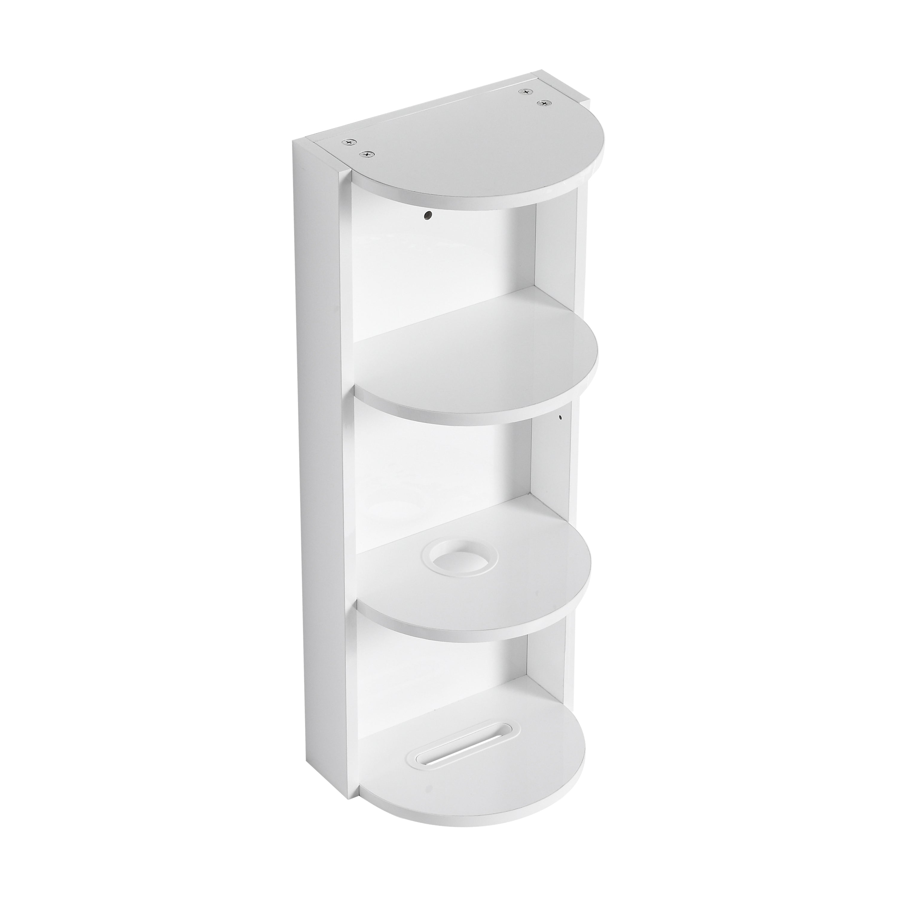 Glossy White 12' Bathroom Wall-Mounted Storage Rack with Float Mounting Design, Durable Plywood