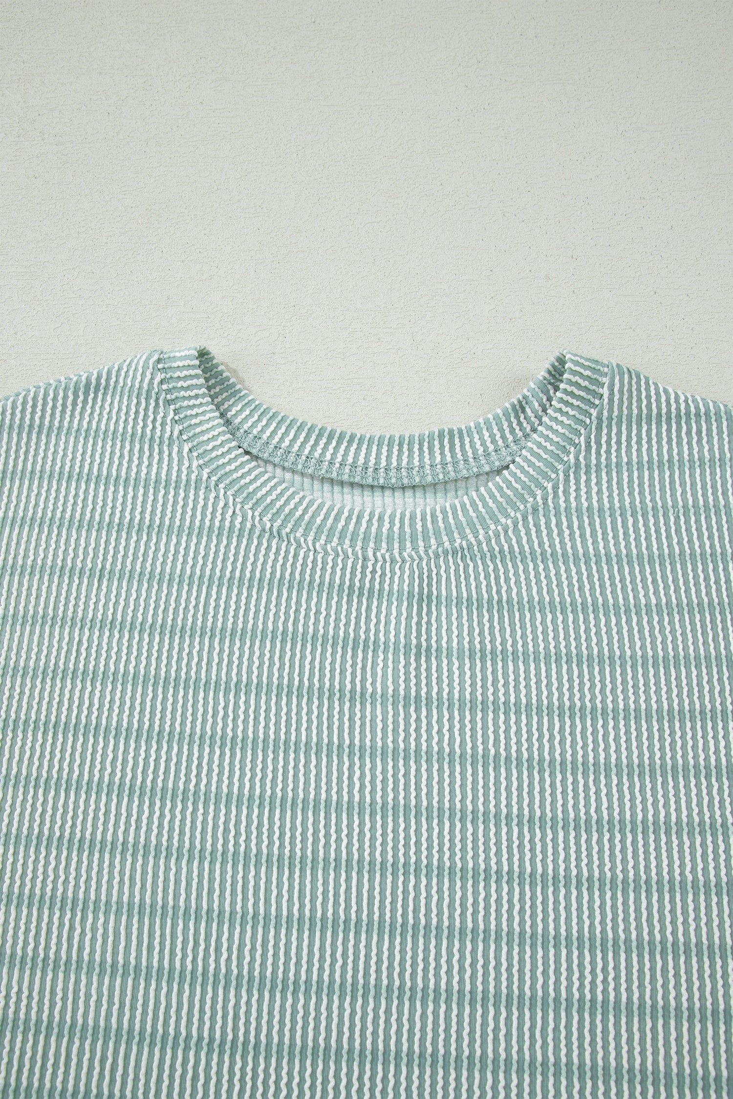 Stripe Ribbed Loose Tee & Drawstring Short Set