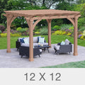 12x12 ft Cedar Wood Pergola Kit – Yardistry Pergola with 6x6 Posts & Trellis Roof for Backyard, Deck & Garden