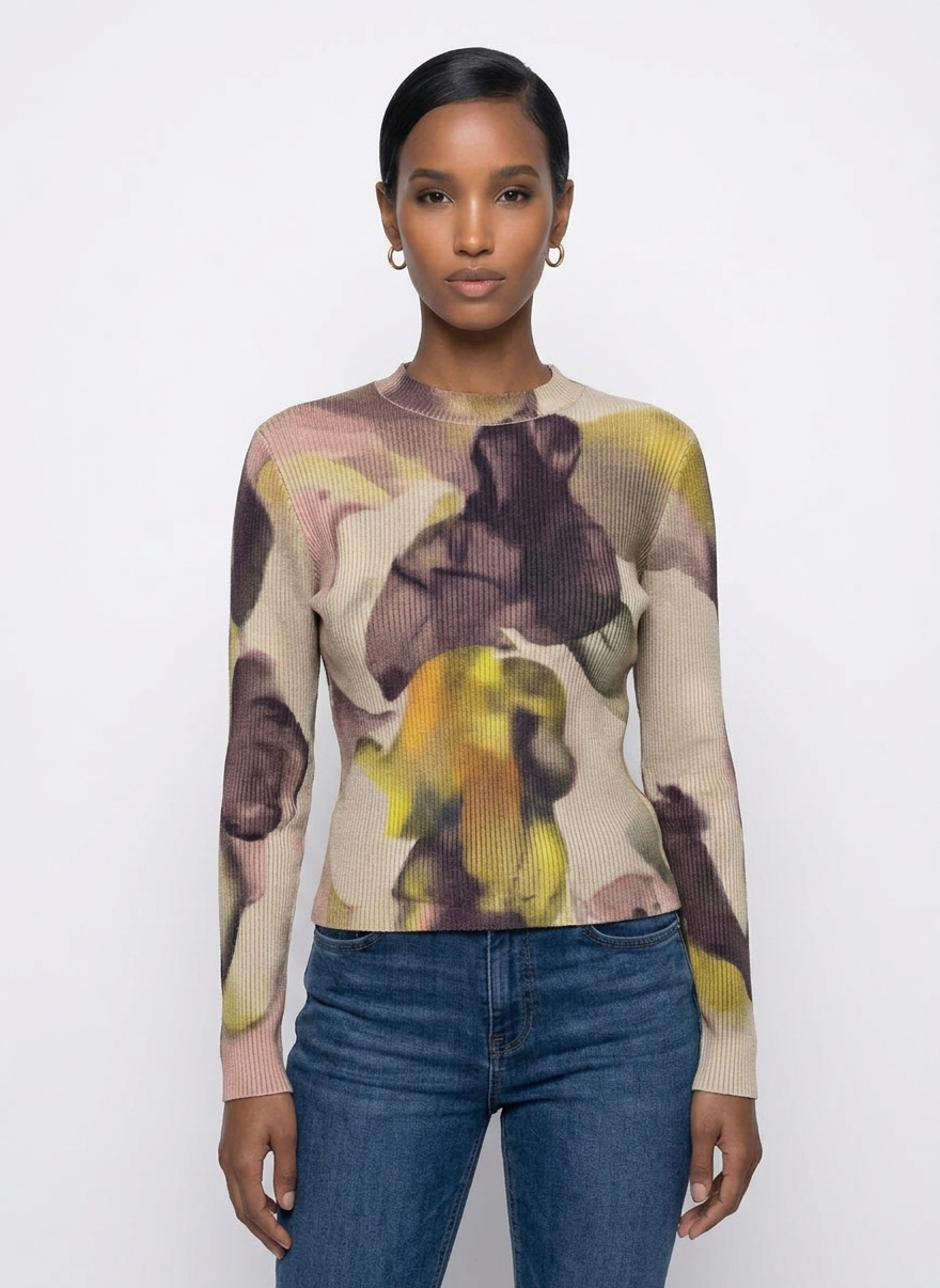 Second Skin Abstract Floral Top