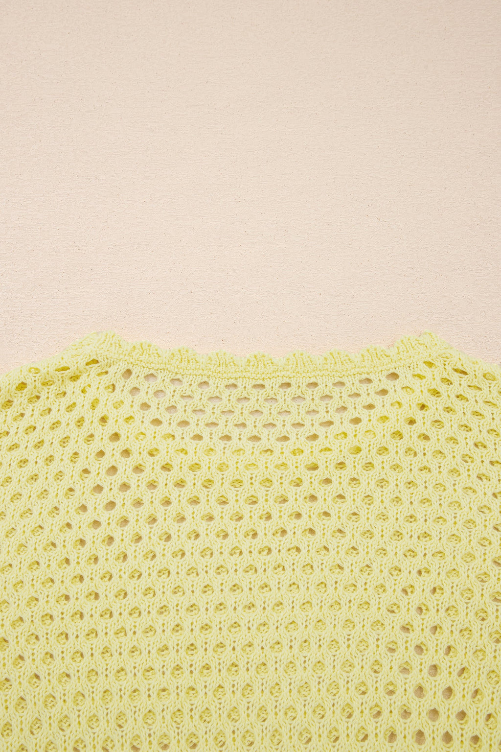 Scalloped Trim Hollow Out Knit Long Sleeve Top