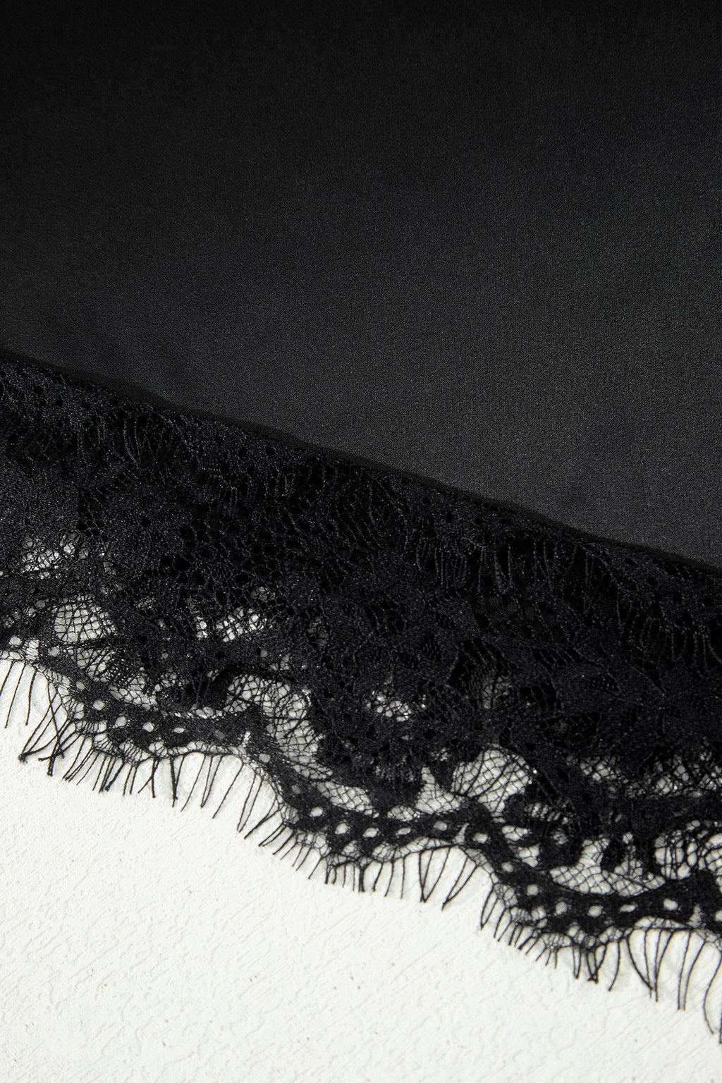 Asymmetric Lace Trim Satin Short Sleeve Top