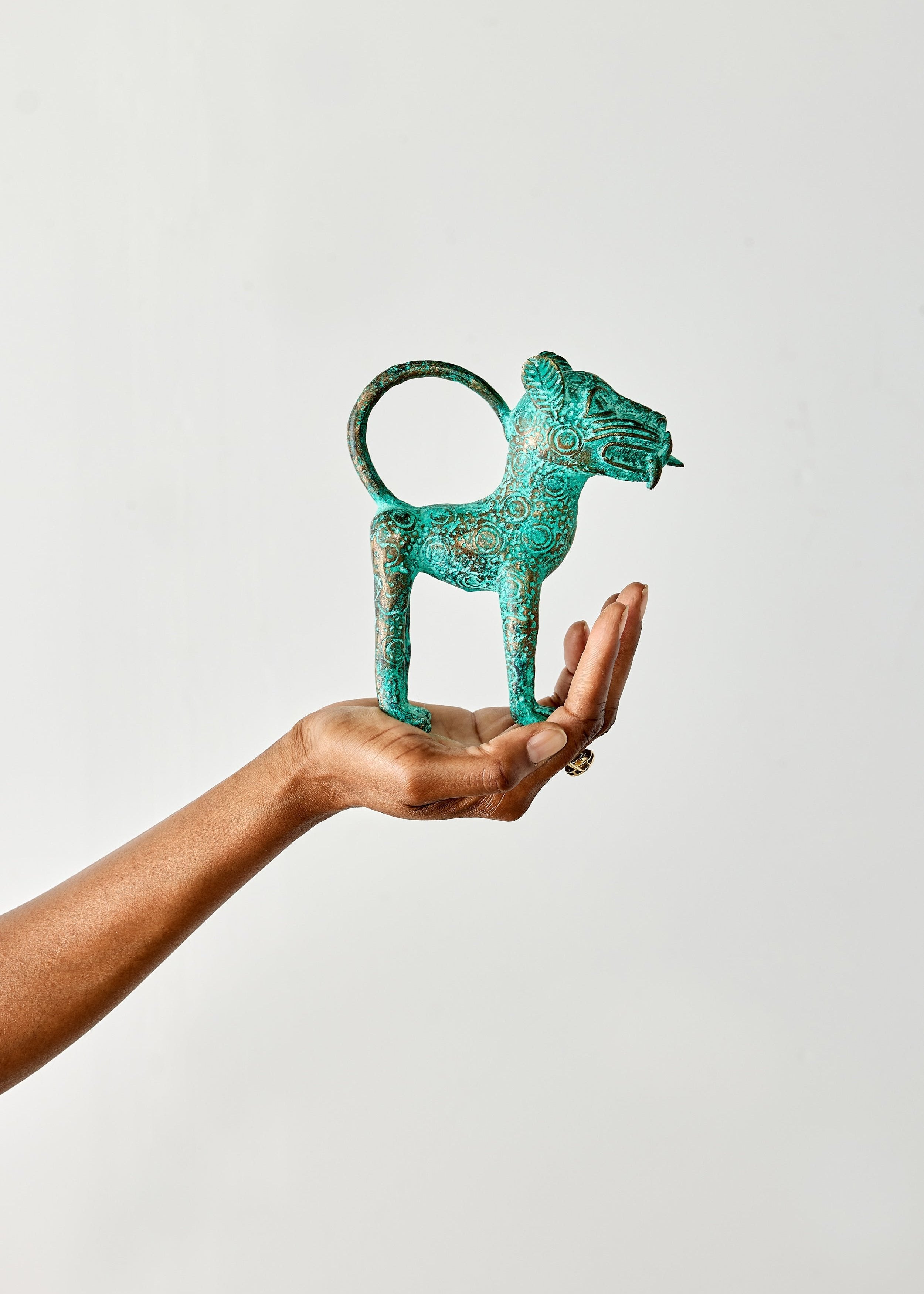 Mini Benin Bronze Metal Leopard Figurine