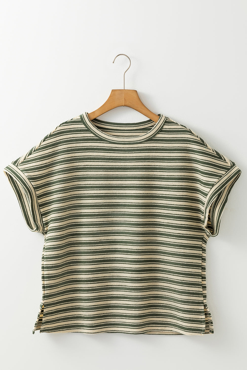 Abby Stripe Textured Side Slits Top