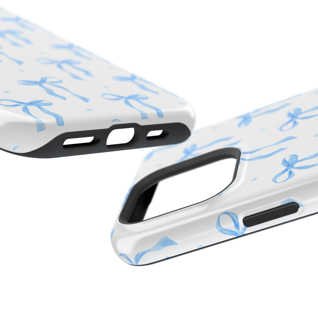 Customizable: Chic Blue Coquette Bow Impact-Resistant Phone Case