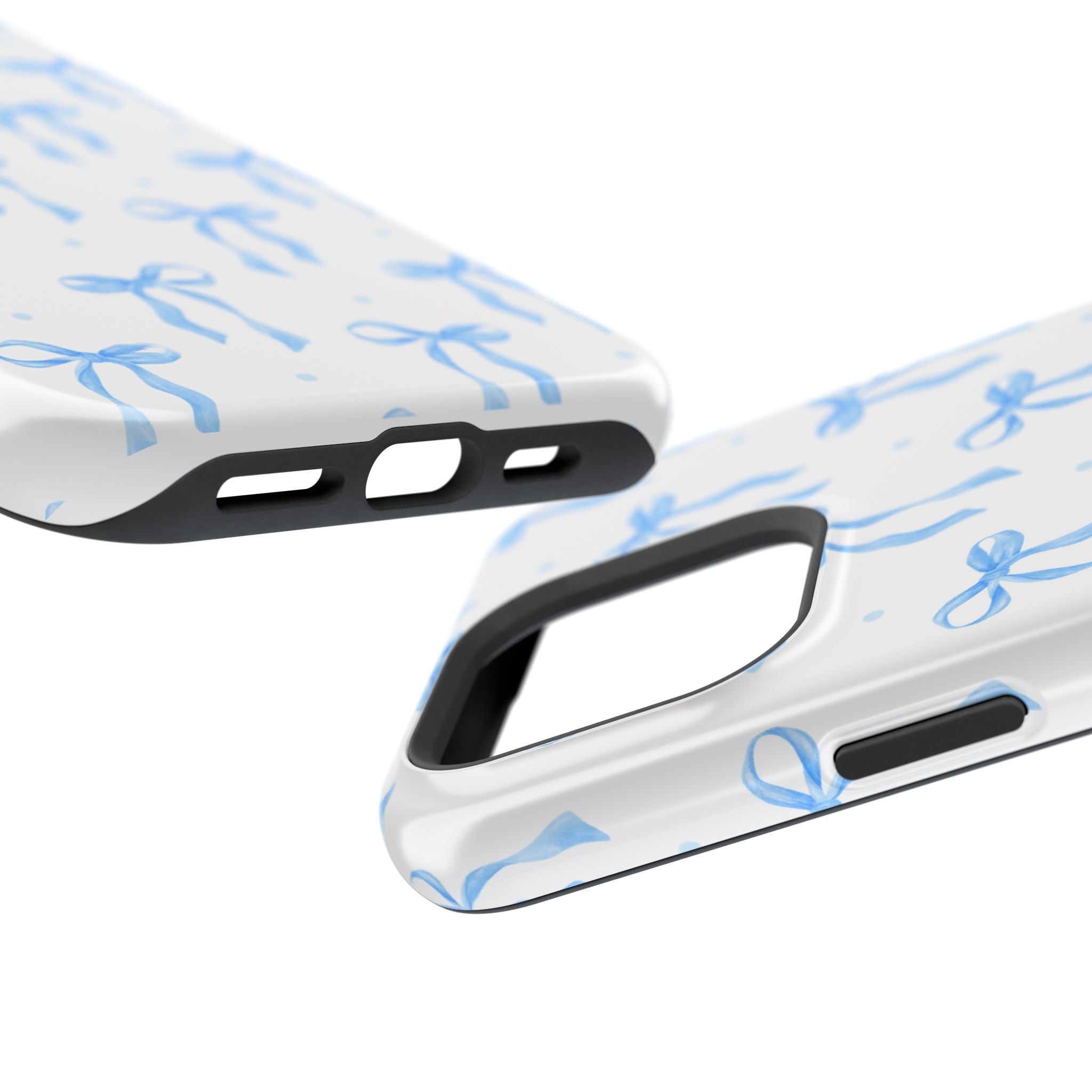 Customizable: Chic Blue Coquette Bow Impact-Resistant Phone Case