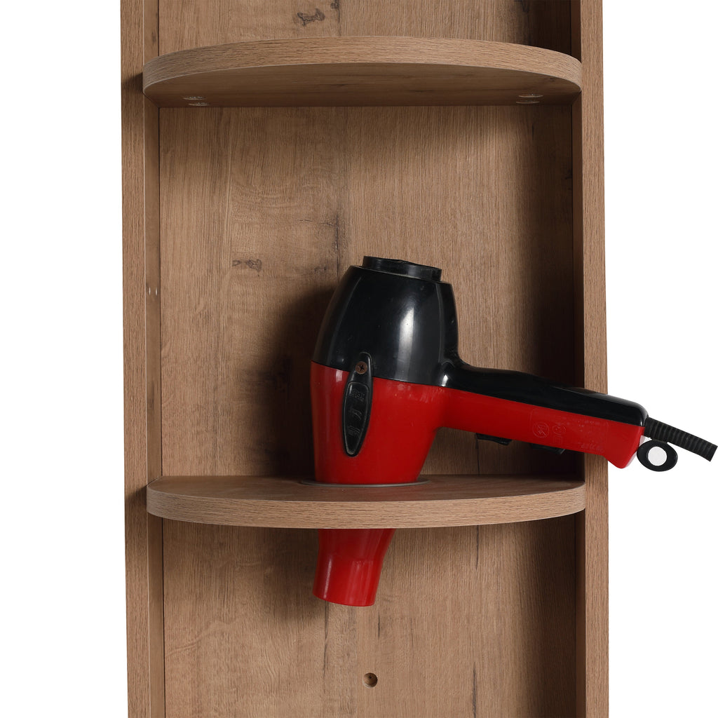 Modern Bathroom Wall-Mounted Storage Rack with Floating Design in Imitative Oak Plywood, 12 Inches