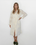 Chambers Sun Dress in Cream Palm Embroidery