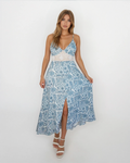 Isabella Dress in Teal Bird