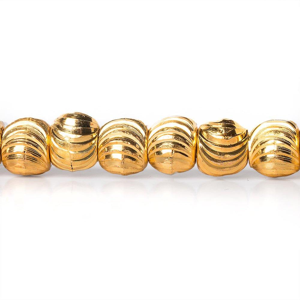 5mm 22kt Gold Plated Brass Wavy Groove Rounds 8 inch 41 beads
