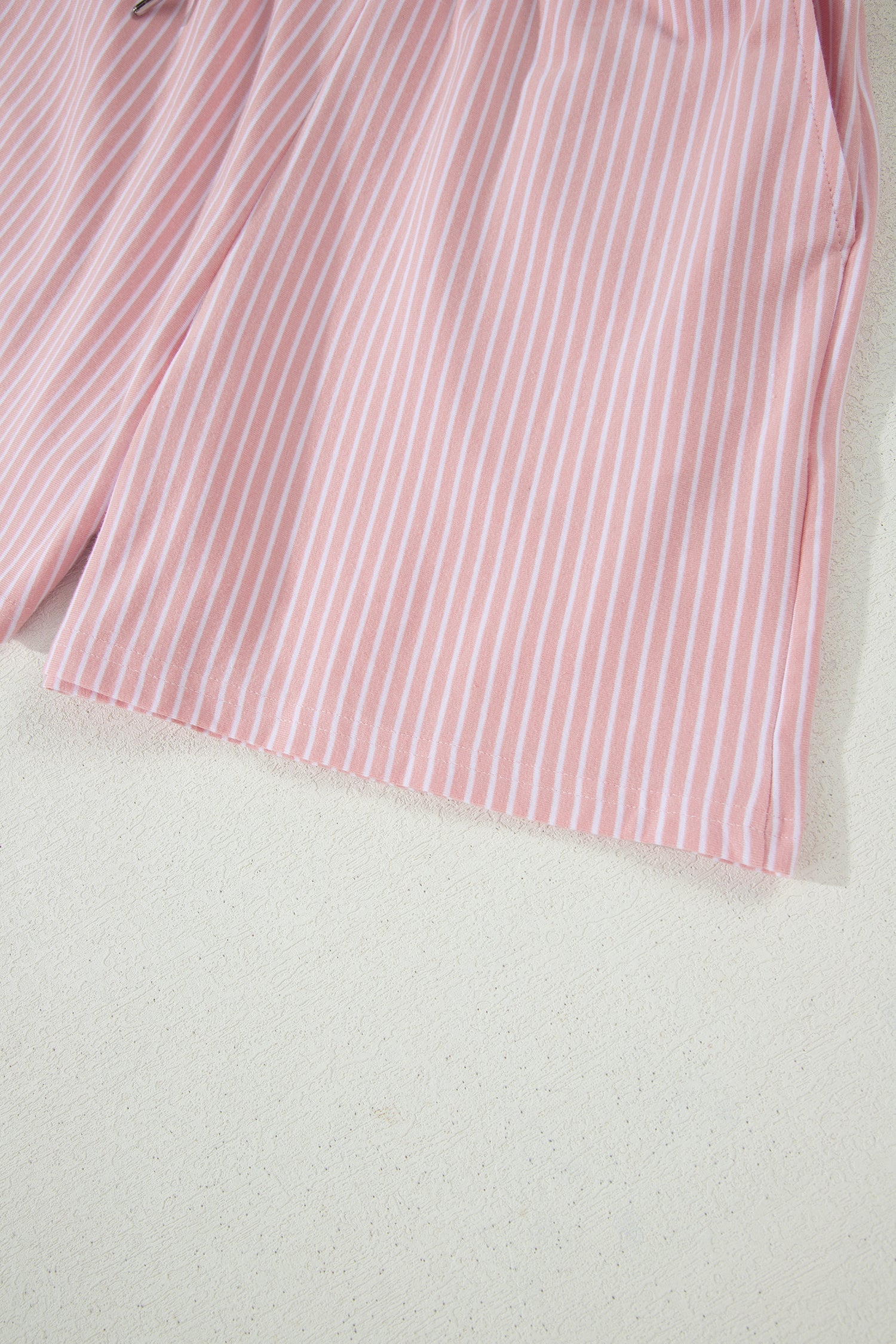 Stripe Dolman Sleeve Polo Shirt & Drawstring Shorts Set