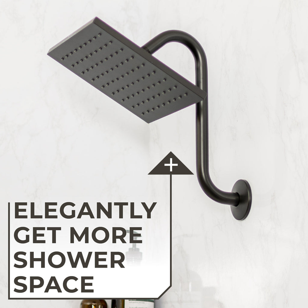 10.5 in. S-Shaped Stainless Steel Shower Head Extension Arm (Black Finish)