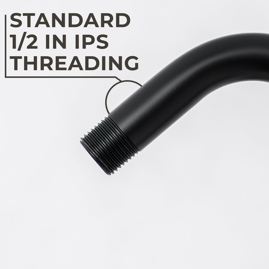 10.5 in. S-Shaped Stainless Steel Shower Head Extension Arm (Black Finish)