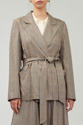 Self Tie Checkered 2-Button Jacket