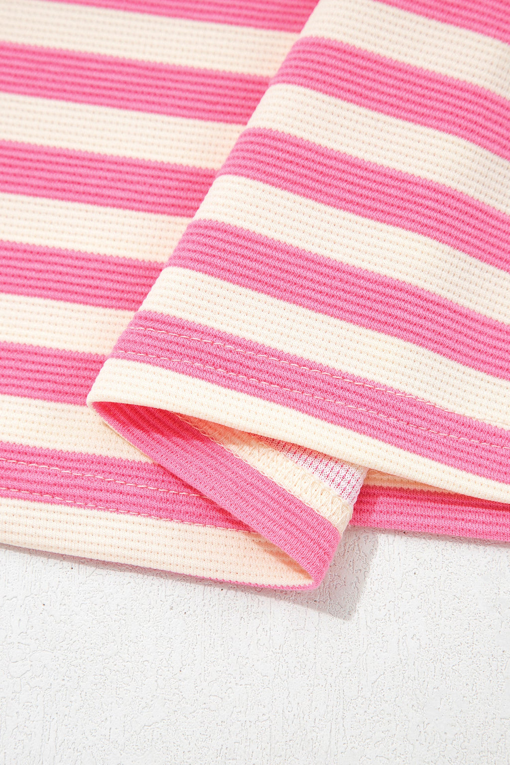 Stripe Contrast Trim Polo Collar Ruffle Sleeve Blouse