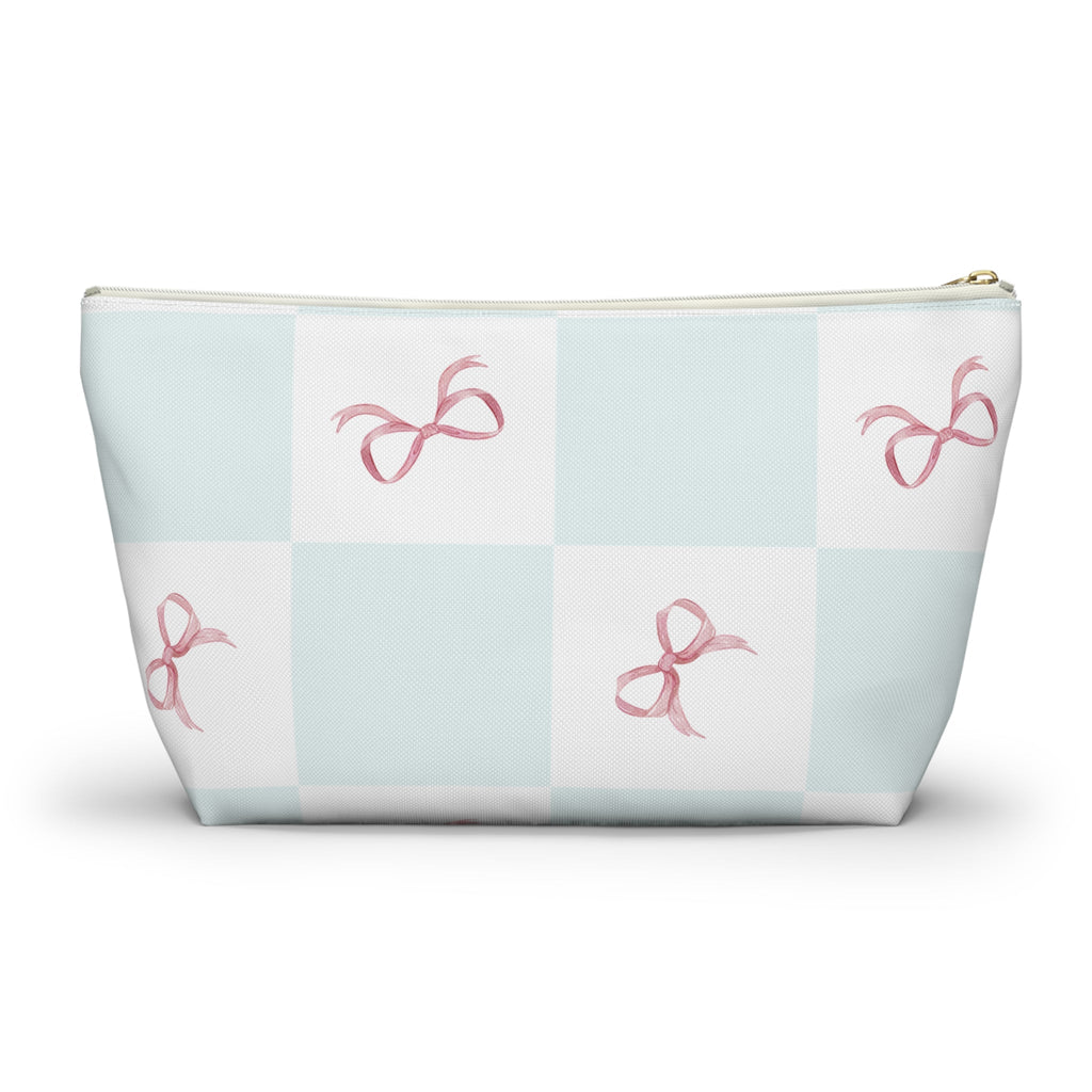 Customizable: Charming Ribbon Accessory Pouch, Makeup Bag, Gift for Her, T-bottom Style, Cute Storage, Birthday Present, Bridesmaid Gift