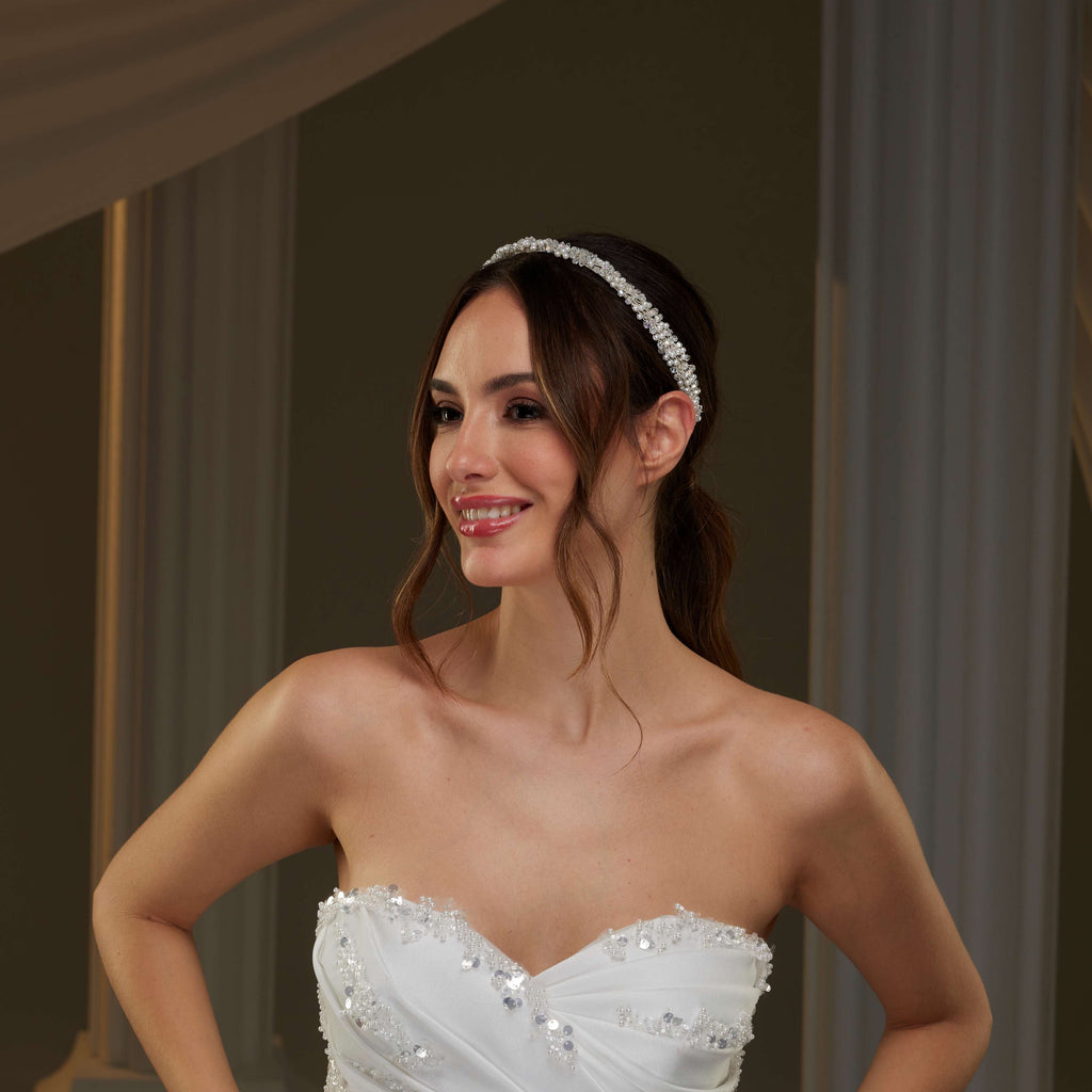 Pearl and  Crystal Halo Band