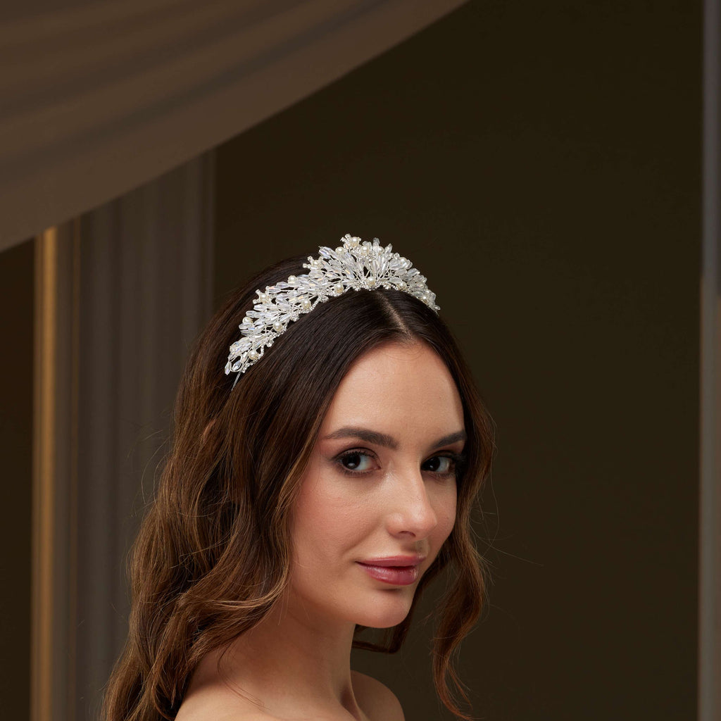 Elegant Crystal & Pearl Tiara
