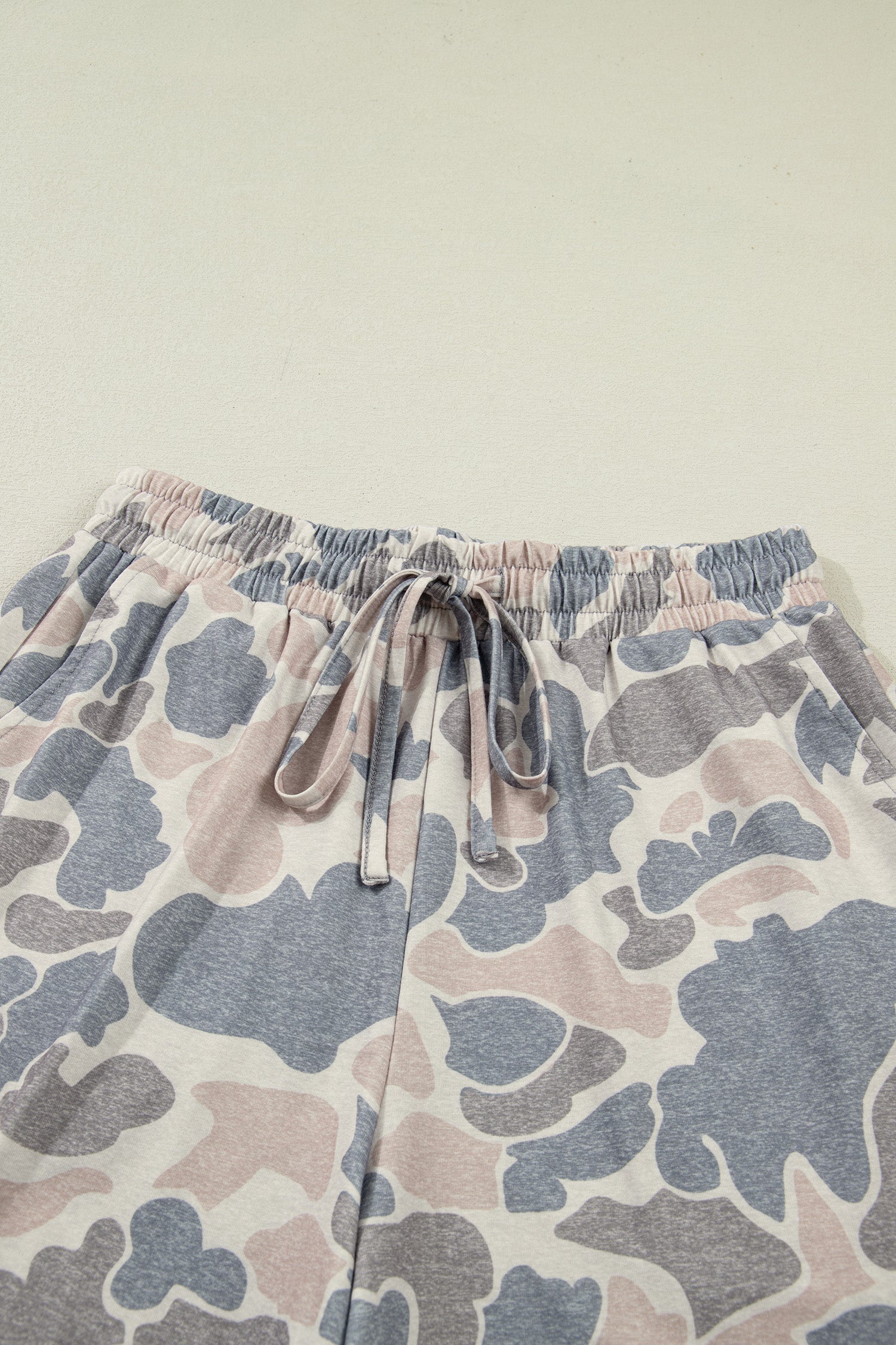 Camo Loose Tee & Drawstring Shorts Set