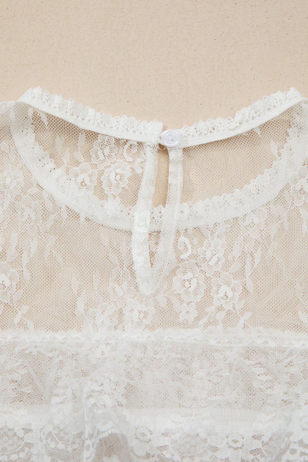 Sheer Floral Lace Ruffle Tiered Blouse & Cami