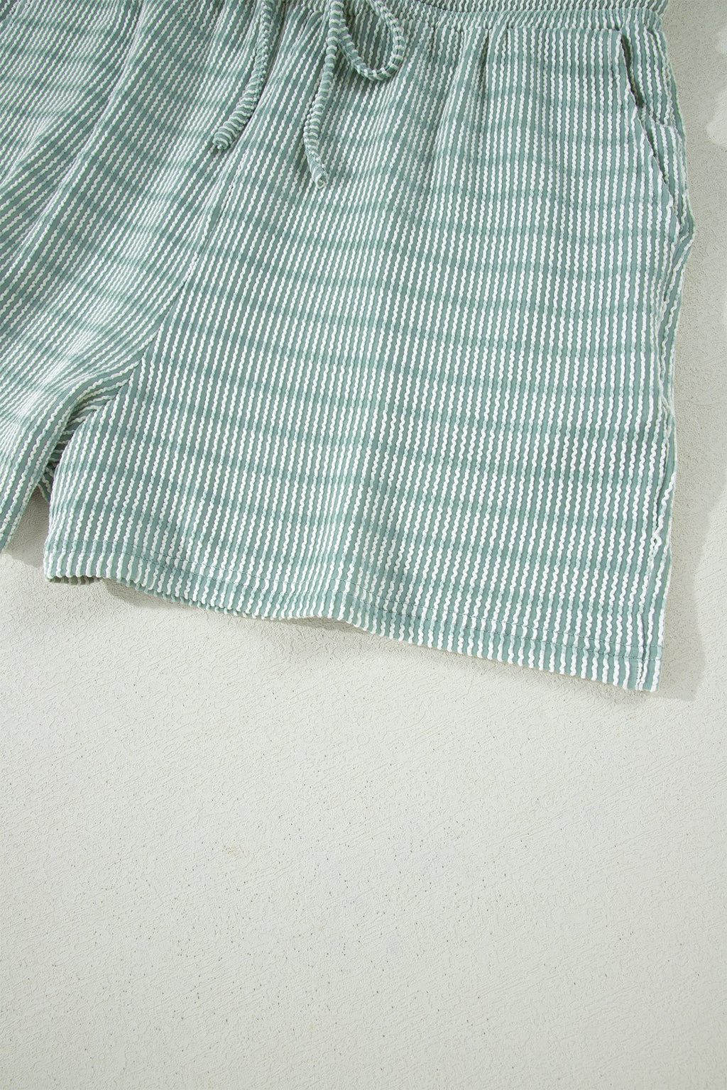 Stripe Ribbed Loose Tee & Drawstring Short Set