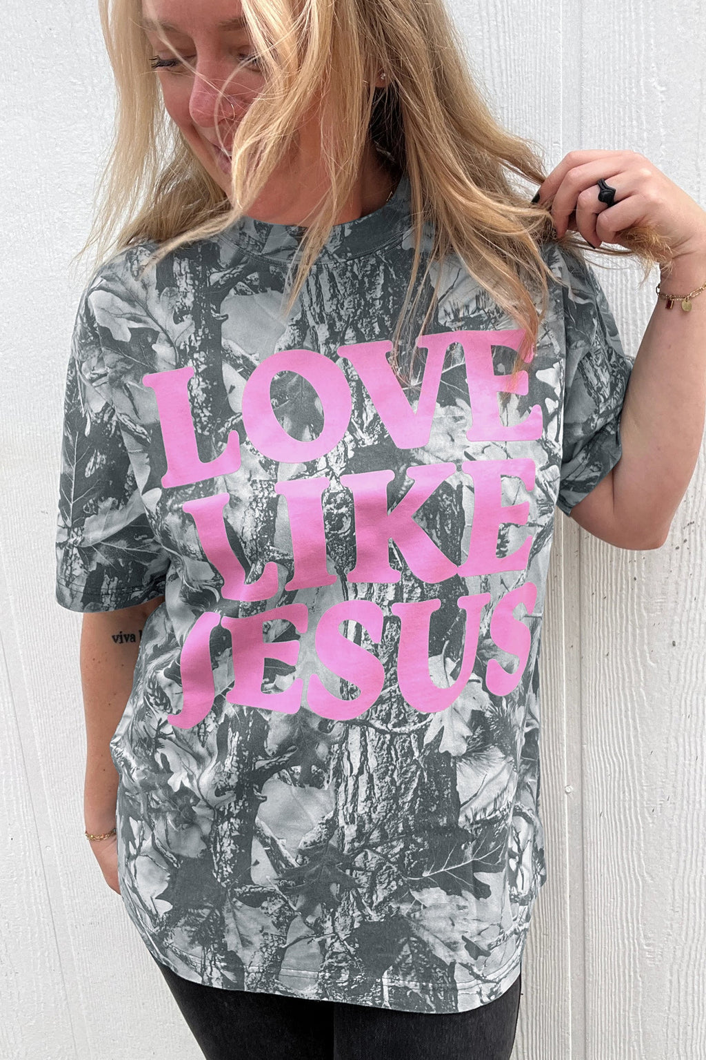 Love Like Jesus Camo Woodland Tee