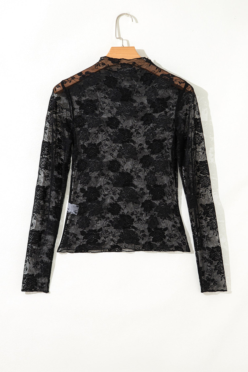 Plus Size Floral Mesh Long Sleeve Top