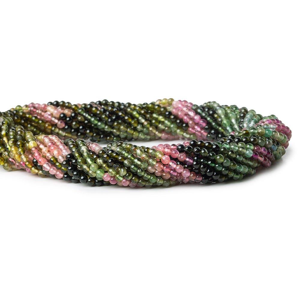 2mm Multi Color Tourmaline Plain Round Beads, 15 inch