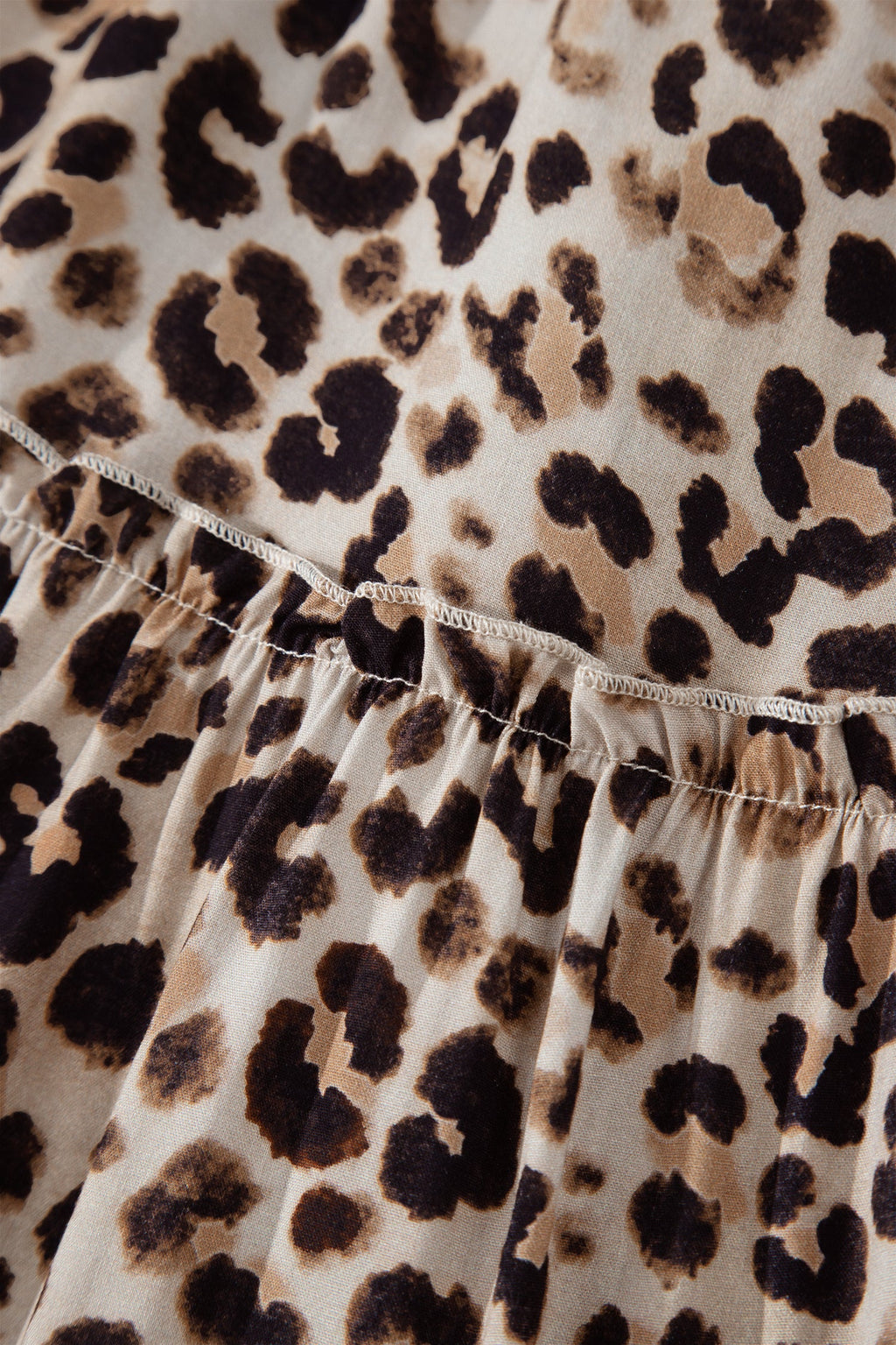 Leopard Ruffle Straps Smocked Tiered Maxi Dress