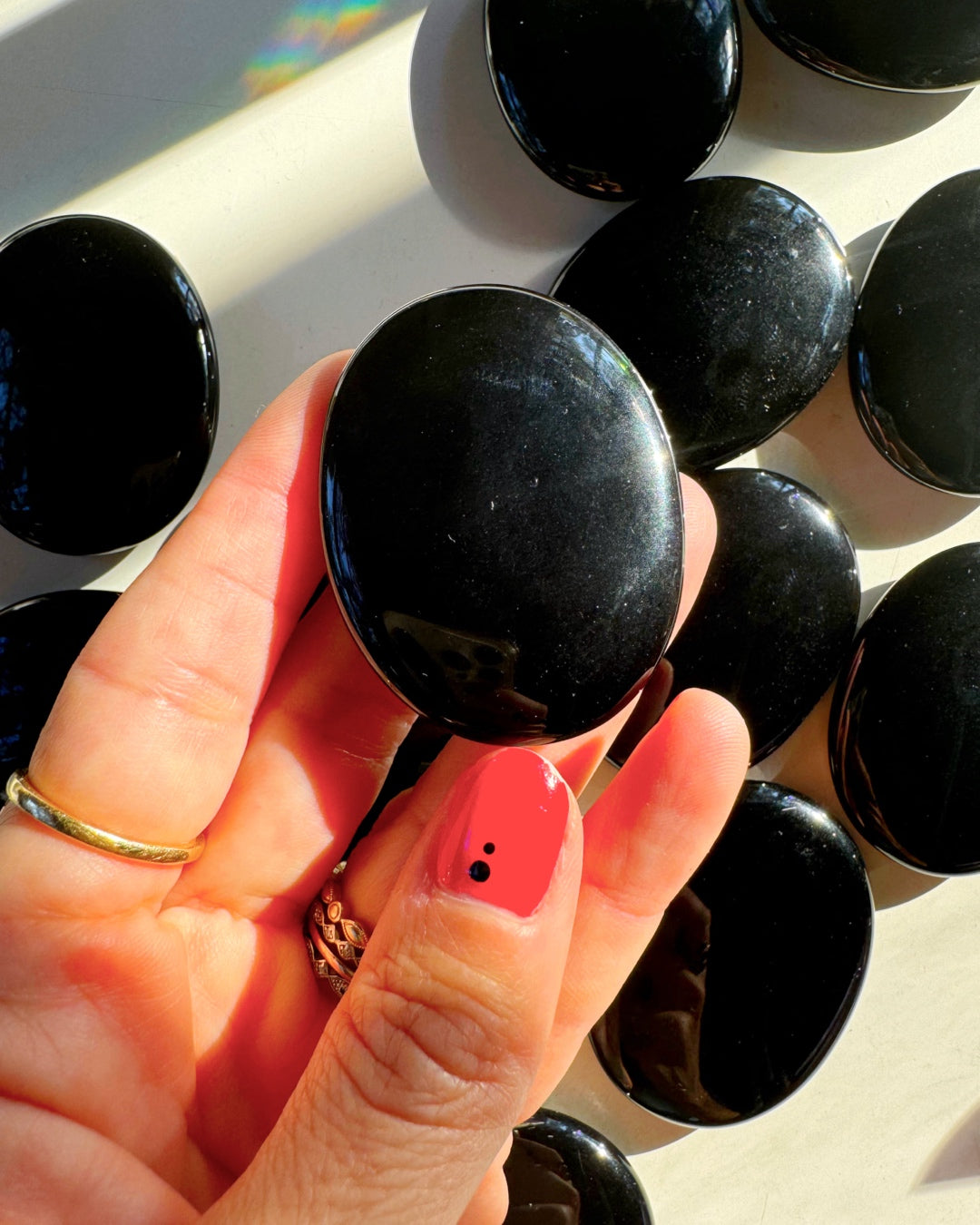 Black Obsidian Flat Palm Stones