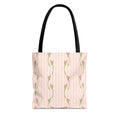 Customizable: Floral Stripe Tote Bag, Chic Shopping Tote, Spring Gift Bag, Eco-Friendly Reusable Bag, Perfect for Grad Gifts College Send off Gift