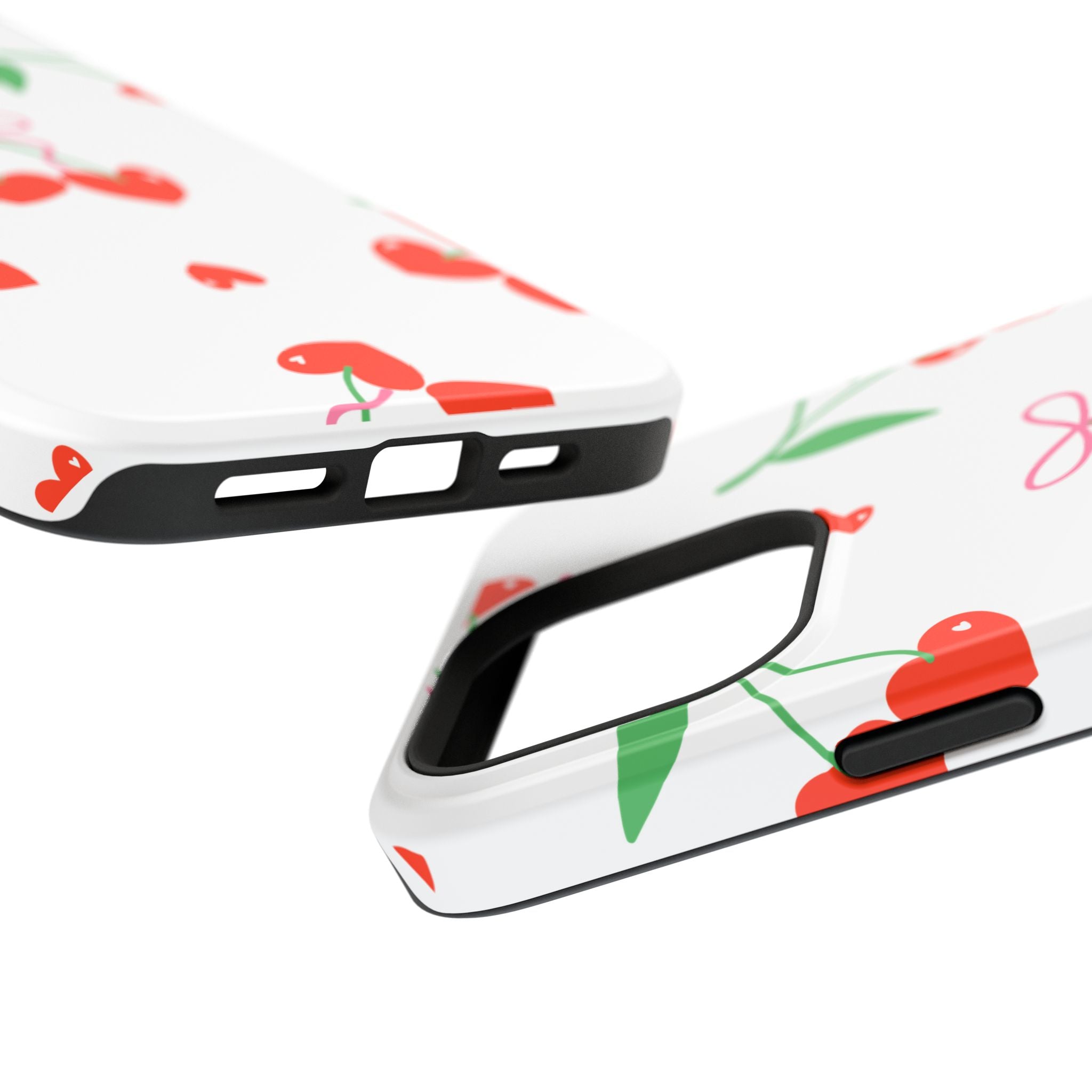Customizable: Cherry Heart Impact-Resistant Phone Case