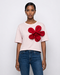 3D Red Blossom Statement Tee