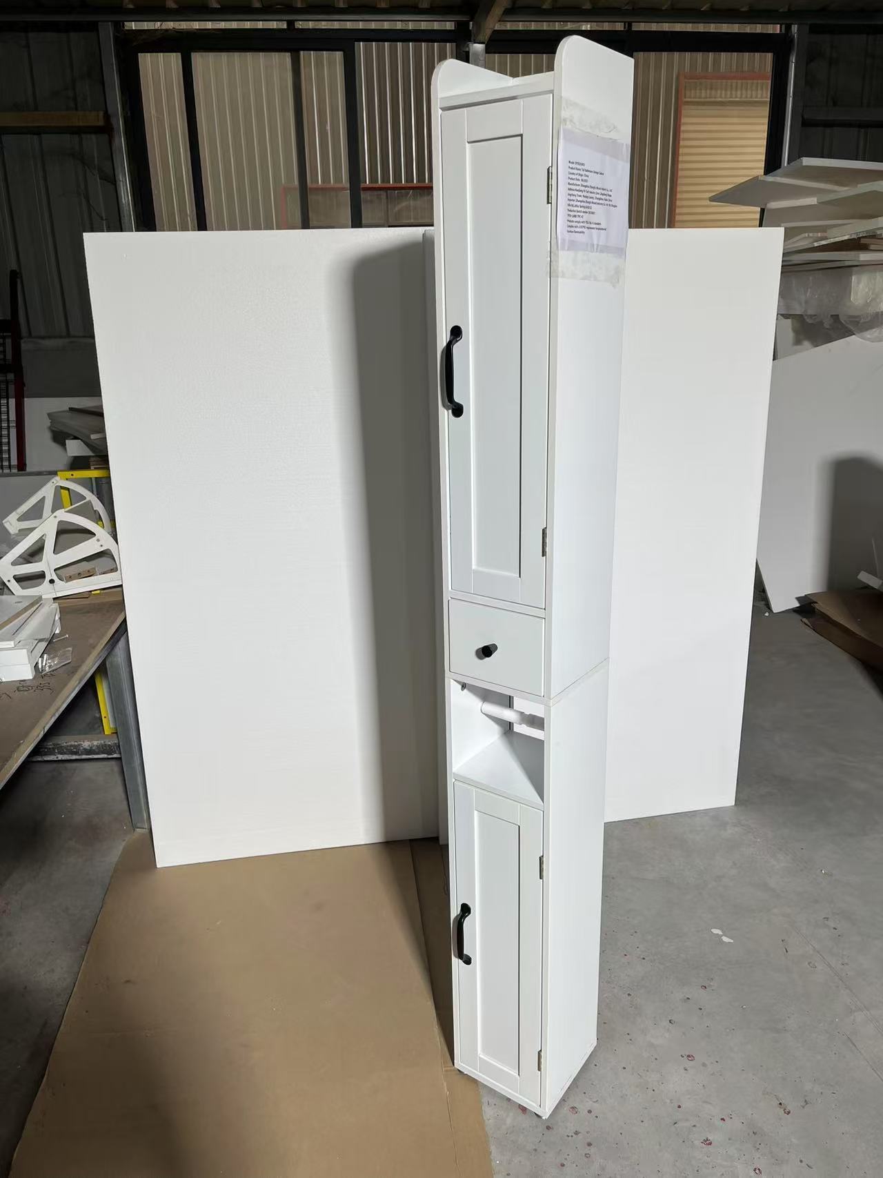 White Slim Tall Bathroom Storage Cabinet with Adjustable Shelves, 2 Doors Freestanding Cabinet for Small Spaces, Kitchen, Living Room, MDF Material, 67.51 inches High