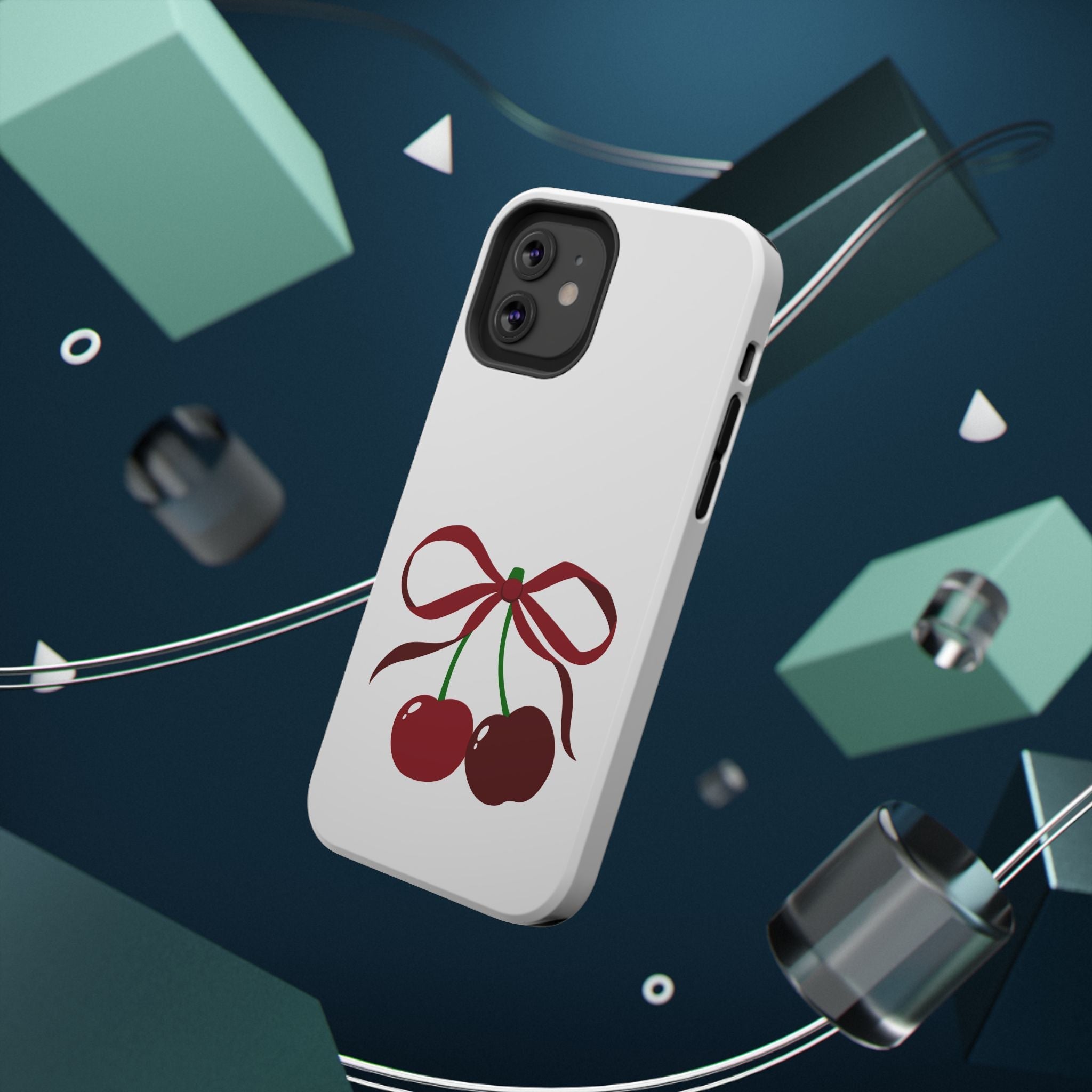 Customizable: Cherry Bow Impact-Resistant Case for Smartphones | Cute Phone Cover | Gift for Her | Cherry Lover's Accessory | Durable Phone Case