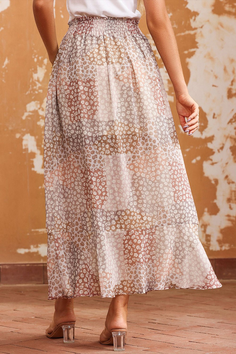 Floral Slit Skirt with Buttoned Front for a Refined Boho Look