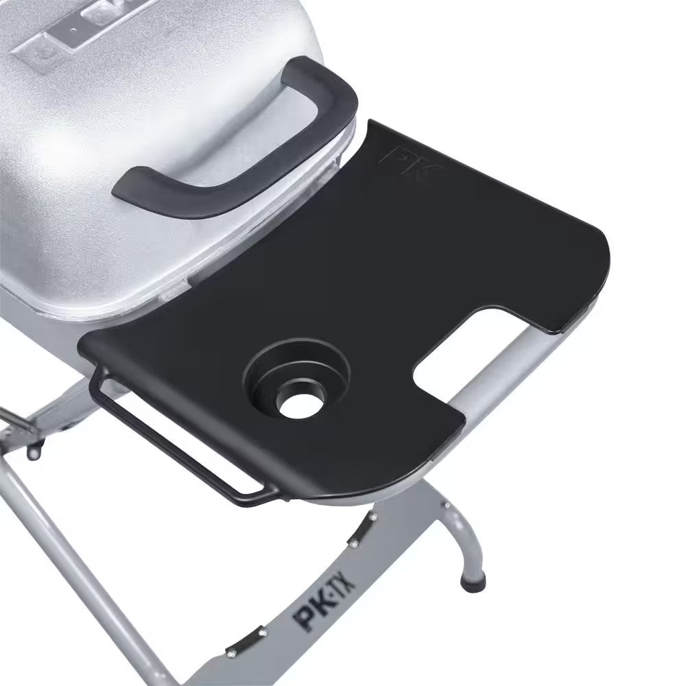 PK-TX Portable Cast Aluminum Charcoal Grill and Smoker in Gray Silver