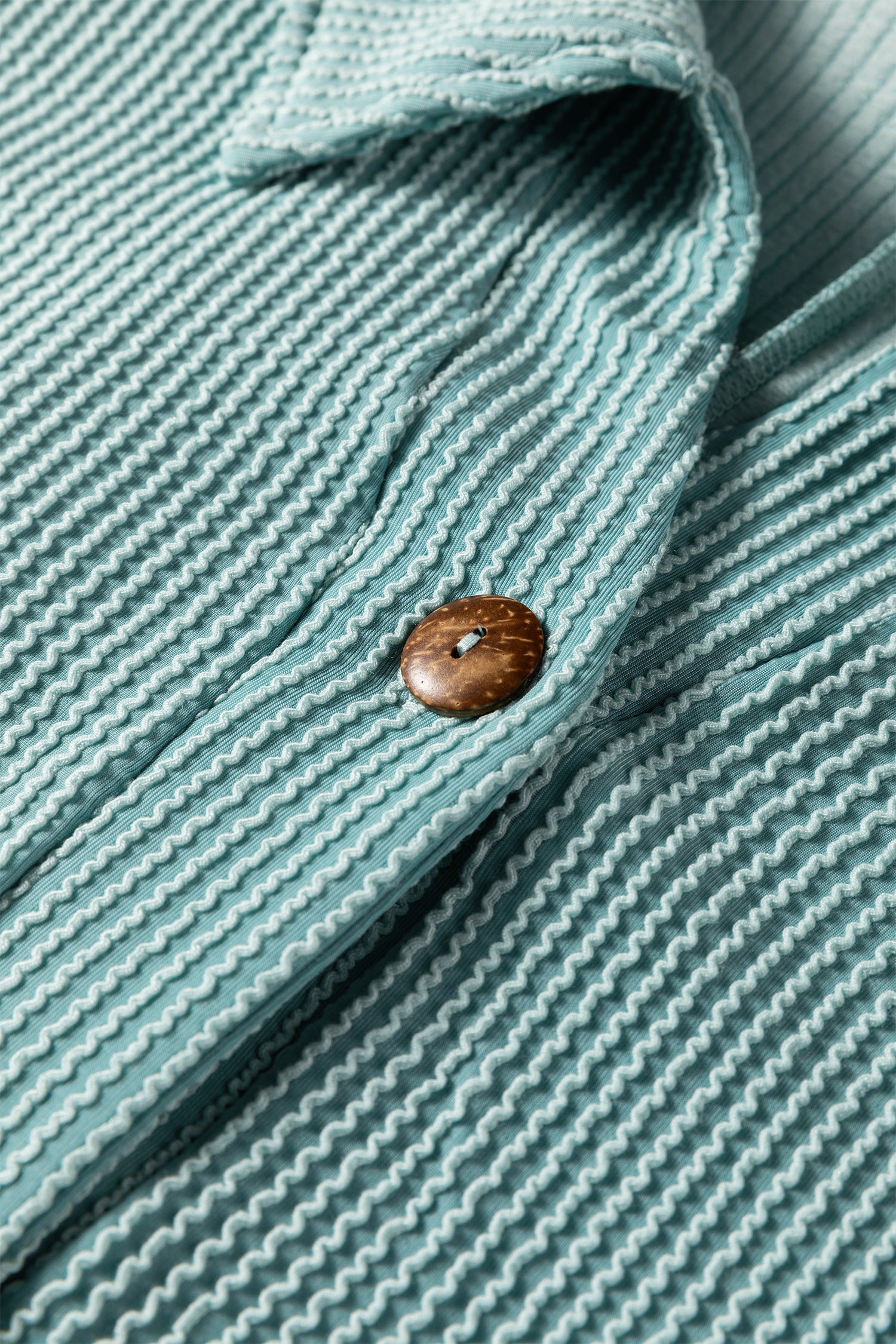 Corded Knit Roll-Up Sleeve Collared Henley Top