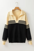 Isabella Colorblock Stripe Collared Sweater