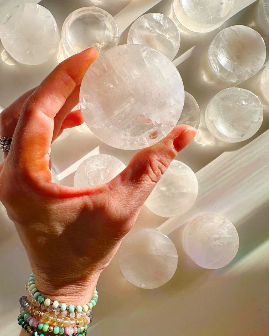 Clear Quartz Sphere Stand/Small Dish