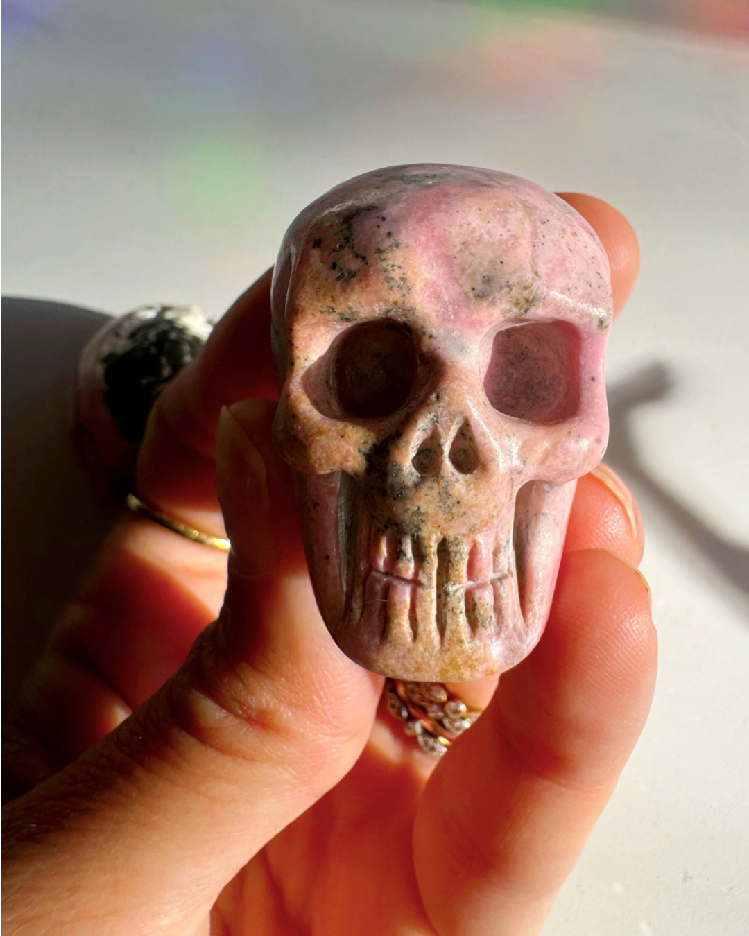 Rhodonite Skull